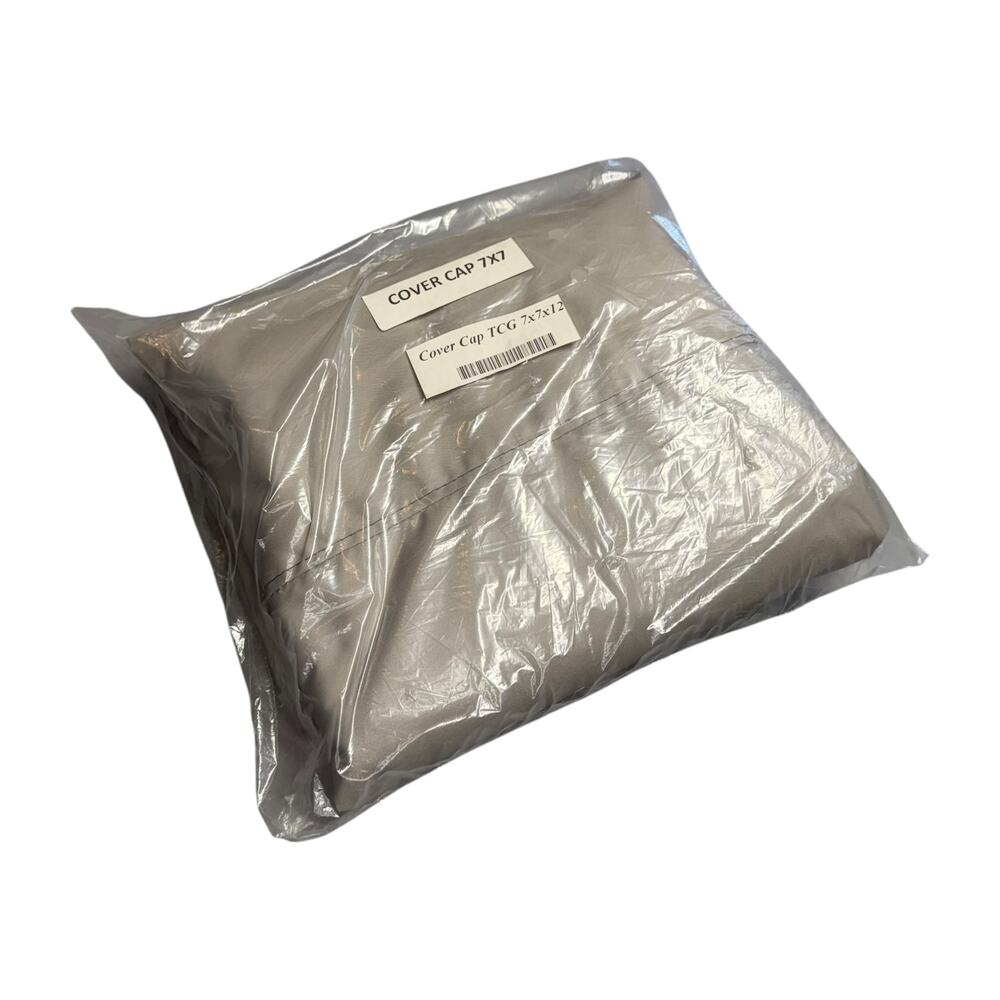 Universal Hot Tub Cover Cap 7x7 Square Tan Waterproof Spa Protector 12in Skirt - Picture 1 of 6